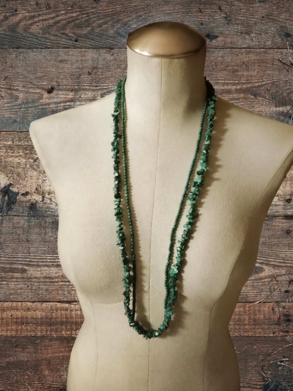 Green Beaded Long Necklaces